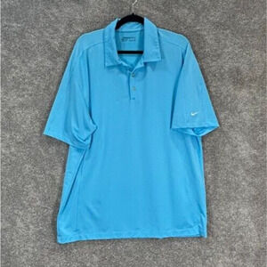 Nike Golf Shirt Mens XL Blue Dri Fit Argyle Print Short Sleeve Collared Polo